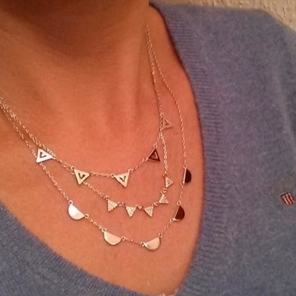 Stella & Dot | Stunning [SILVER] Pavé Chevron Layering Versatile Necklace